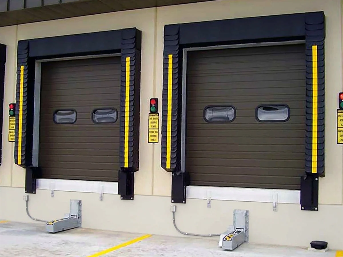 Dock seal installed at a commercial loading dock bay